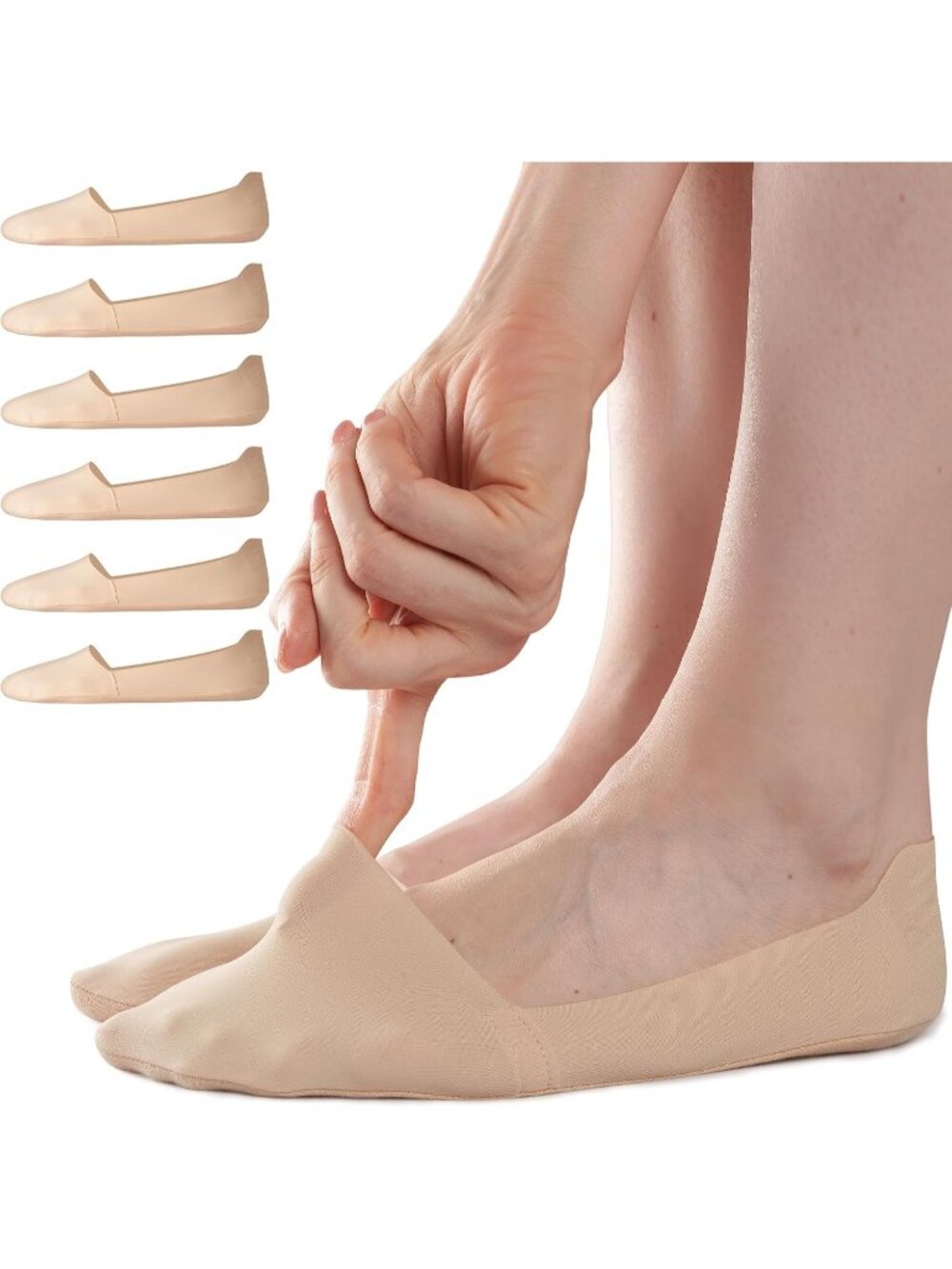 🧦Women's Nude No Show Socks 6 Pairs Non Slip Low Cut Invisible Liner
